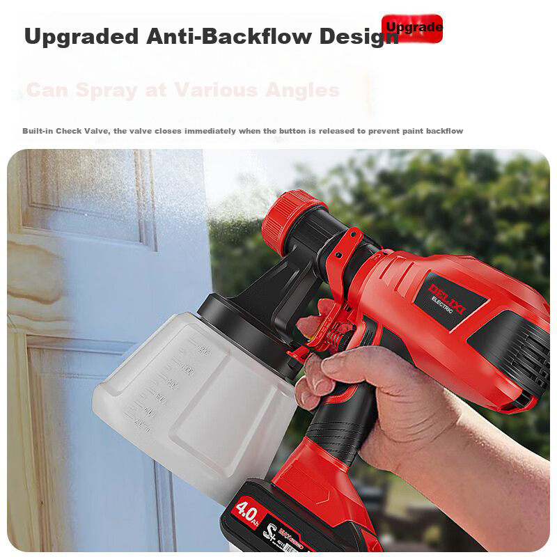 DELIXI Electric Paint Sprayer, Lithium Battery-Powered Paint Gun, High Atomization Spray Pot, Latex Paint Tool, Spraying Machine, Plug-In Model