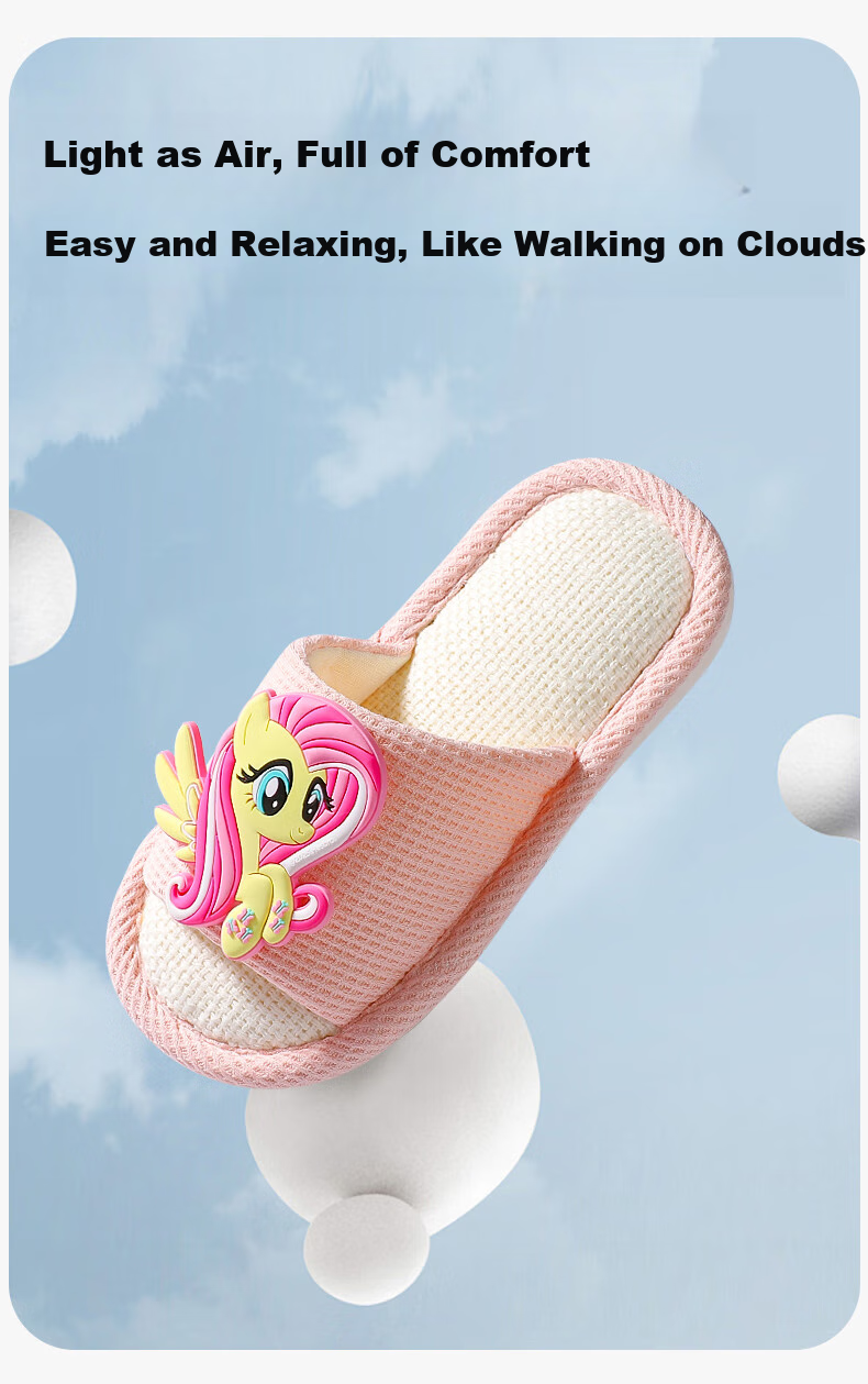 My Little Pony Kids Slippers Boys Girls Linen Indoor Non-Slip Breathable Spring Summer Fabric Slippers Purple Size 230 6