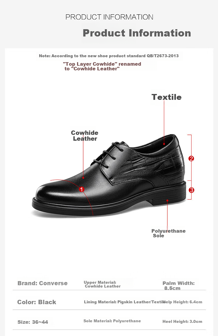 Kangnai Leather Shoes, Spring Style, Commuter Business Casual Shoes for Men, Soft Sole Comfortable Office Formal Derby Shoes Groom Shoes, Black, Size 43 15