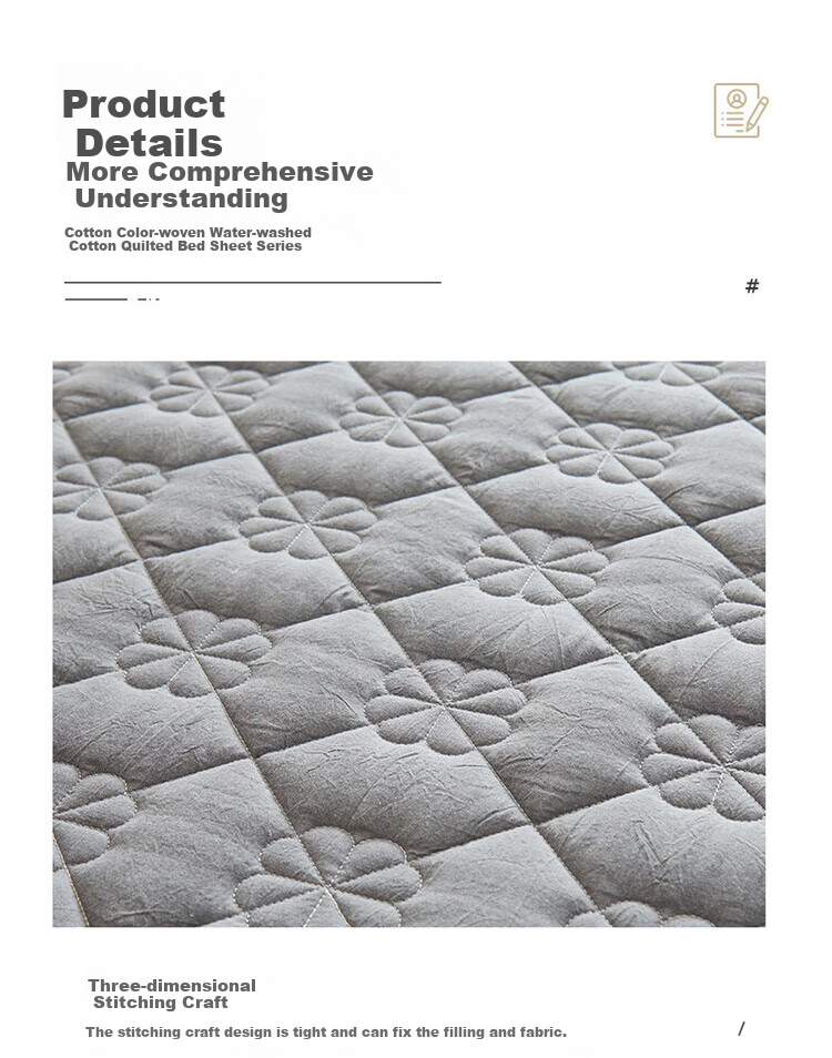 Wuyinliangpin Class A Pure Cotton Quilted Fitted Sheet, Single Piece Cotton Mattress Protector Cover, All-Inclusive Dustproof Cover, 150x200cm 14
