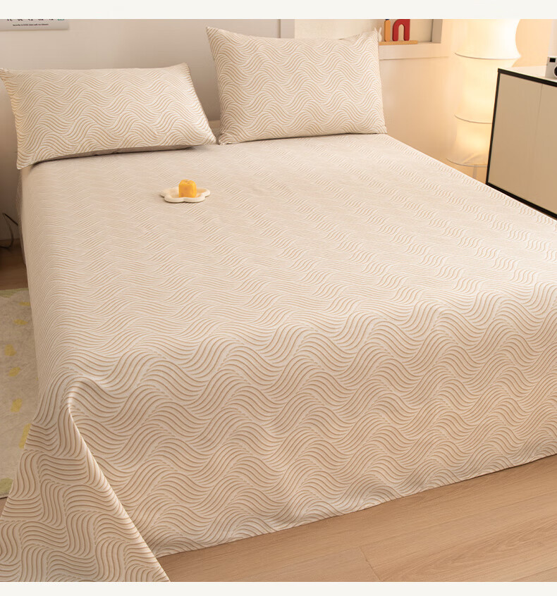 Grace Class A 7A Antibacterial 100% Cotton Bed Sheet Single Piece Home Bedspread 200x230cm Khaki Cloud Pattern 7