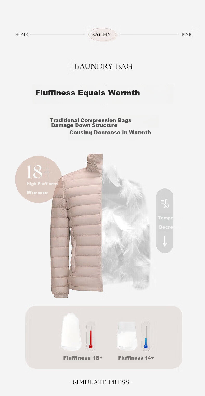 EACHY down Jacket Storage Bag, Home Quilt Clothes Travel Compression Bag Luggage-Specific Storage Bag, Almond Powder S 5