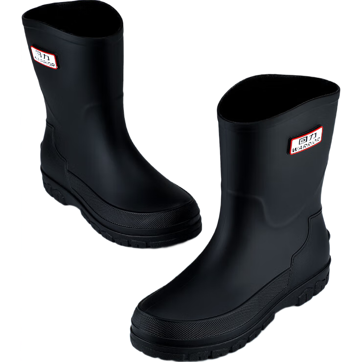 Warrior Men's Outdoor Waterproof Rain Boots Non-slip Durable Water Shoes 5188 Black Size 40