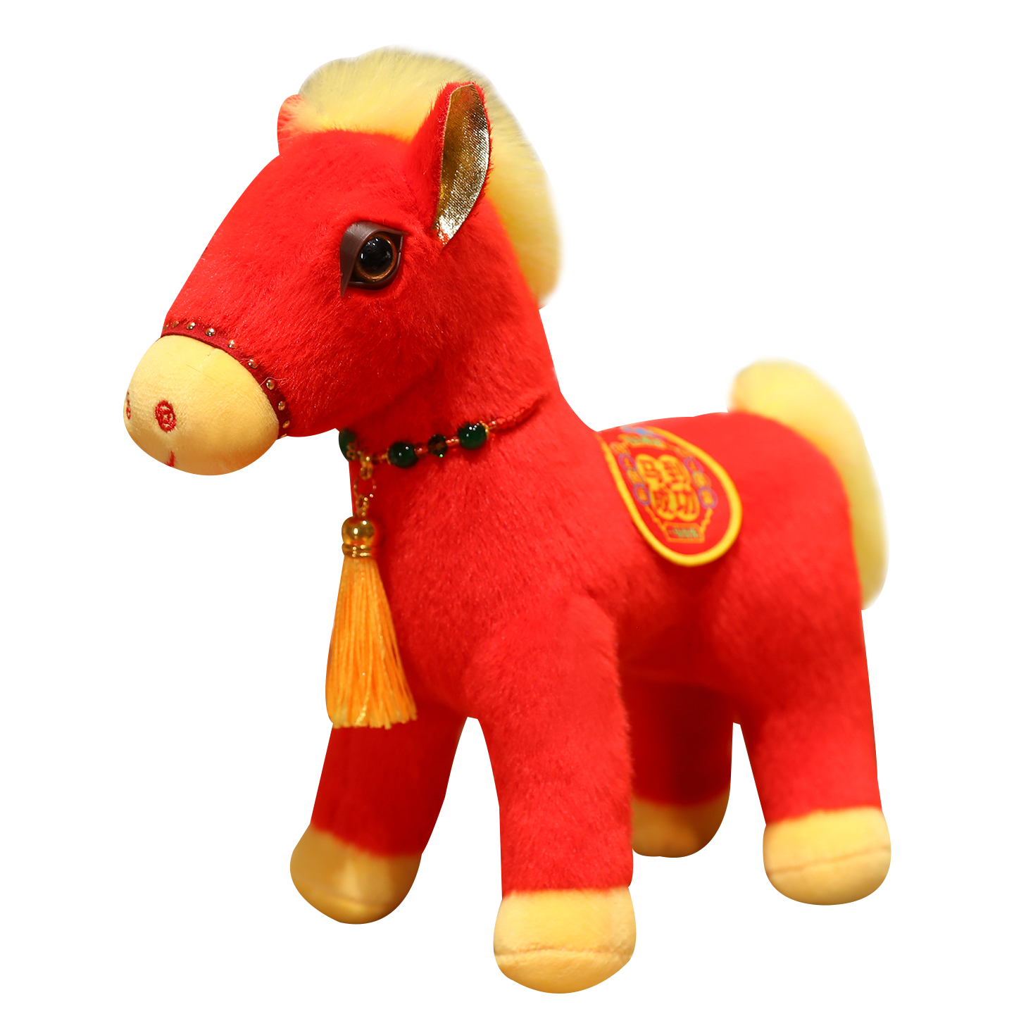 HAI HUI HOME Year of the Horse Mascot Toy 20cm Realistic Red Horse Plush Doll Zodiac New Year Gift Decoration