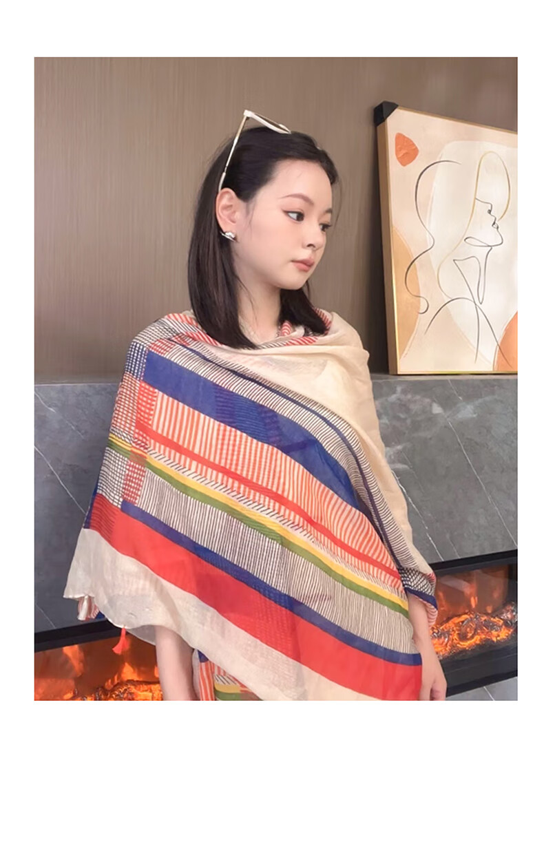 Jian Cai Premium Printed Silk Scarf for Women 2026 New Shawl Travel Sun Protection Gauze Scarf Ethnic Style Frog Button Wrap Beach Outerwear 7