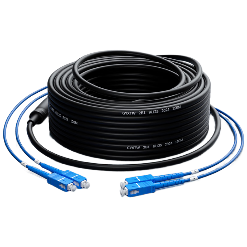 FiberHome Tiancheng Outdoor Single-Mode Armored Pre-Terminated Optical Cable 2-Core SC Telecom Grade Fiber Patch Cord Outdoor Aerial No Fusion Splicing 0.6mm Diameter 150m
