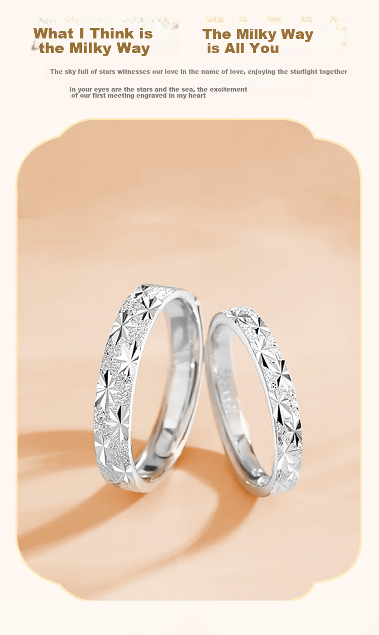ALLOVE Pure Silver Couple Rings, One Pair for Men And Women, Confession Proposal Matching Rings, Birthday Gift for Girlfriend Or Wife 5
