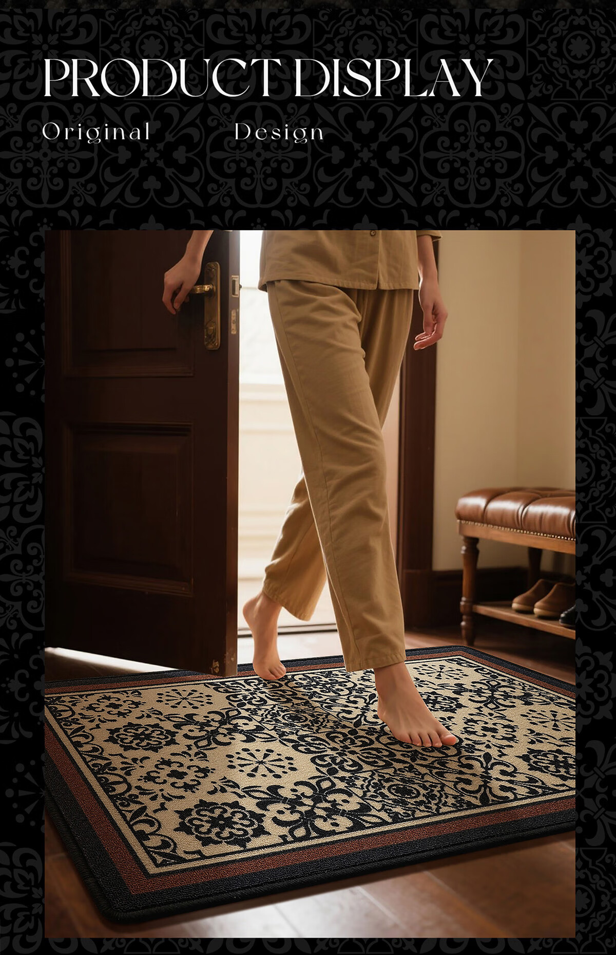 Huaxu American Style Entry Door Mat Non-Slip Dirt-Resistant Entrance Carpet Floor Mat 60x90cm 4