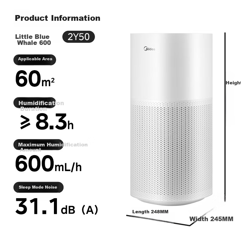 Midea Xiaolanjing 600 Mist-Free Air Humidifier for Pregnant Women, Infants, Living Room, Home, Bedroom, Quiet, Antibacterial, Office Use, Dormitory, Large Capacity Birthday Gift SZ-2Y50