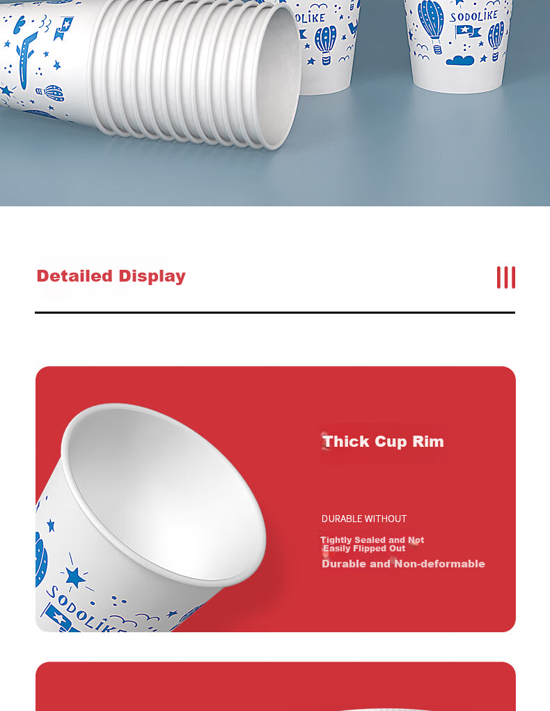 Sodolike Shangdao Disposable Paper Cups, 230ml Thick Paper Cups, Full Box of 1000 Pieces, Office Business Home Water Cups 8