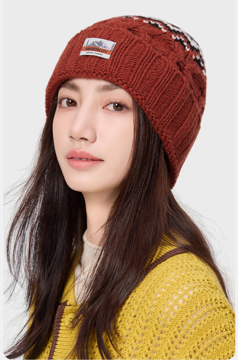 MISSION UV Pure Wool Warm Knitted Beanie Autumn Winter Bohemian Cold Weather Outdoor Hat Women's Winter Hat 3
