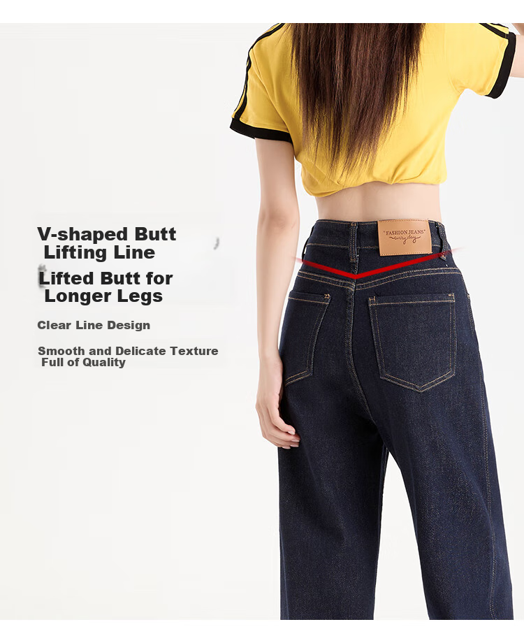 Ziyouxi Wide-Leg Jeans for Women, Autumn And Winter 2025 New Style, Loose-Fitting for Petite Figures, High-Waisted, Draping Denim Blue Straight-Leg Pants 7
