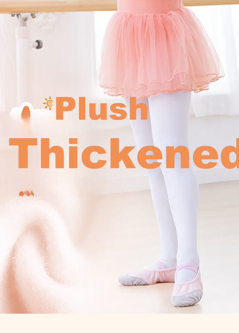Aiwuge Children's Dance Socks, Autumn And Winter Warm, Fleece-Lined Thickened, Girls' White Leggings, White, Size M 1