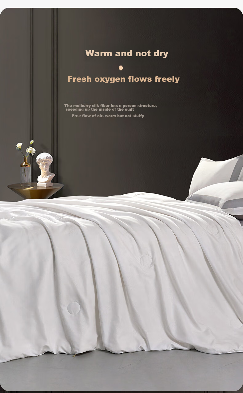 FUANNA Silk Comforter, 100% Silk Duvet, Double Size for Spring And Autumn, All-Season Quilt, Antibacterial Air Conditioning Comforter Insert, Approximately 4 Jin (2 Kg), 230*229cm 6