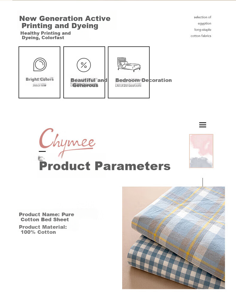 Wuyinliangpin Class A Washable Pure Cotton Single Bed Sheet, Cotton Double Bed Sheet 230*245cm Bed Cover 9