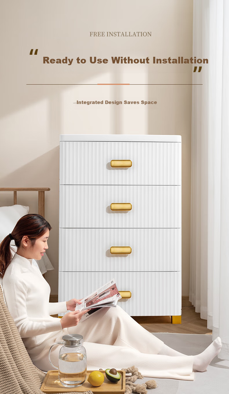 JEKO&JEKO Drawer Storage Cabinet, Bedroom Living Room Storage Cabinet, Wardrobe, Bedside Table, Toy Snack Organizer, Five-Drawer Chest, Four-Tier 3
