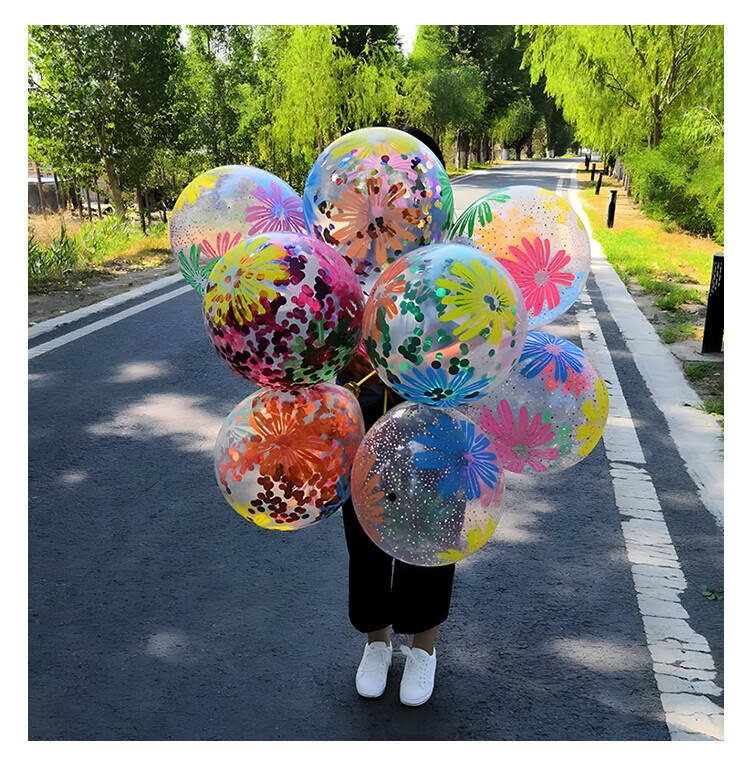 Yuanhui Kindergarten Children's Day Decoration 12-inch Colorful Sequin Transparent Large Latex Balloons Birthday Mall School Decoration 5