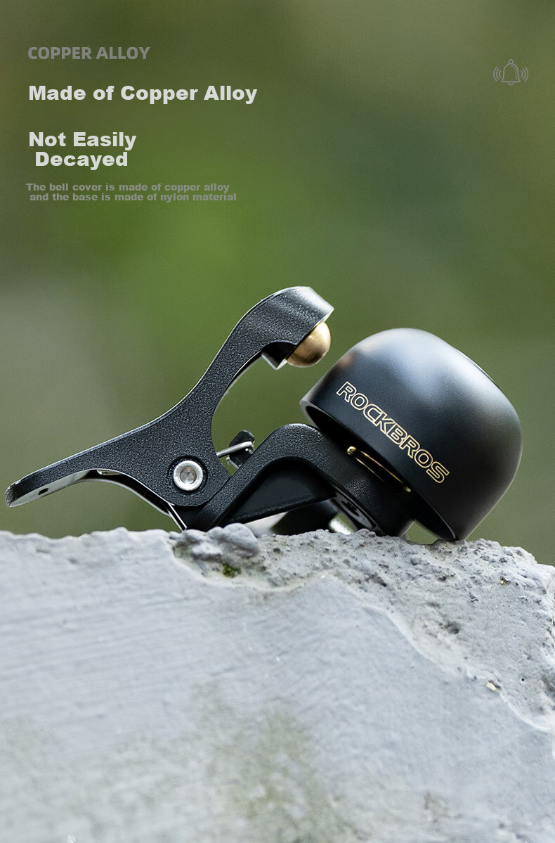 ROCKBROS Mountain Bike Bell, Road Bike Folding Bike Horn, Children's Balance Bike Cycling Accessories, Black, Right Side 7