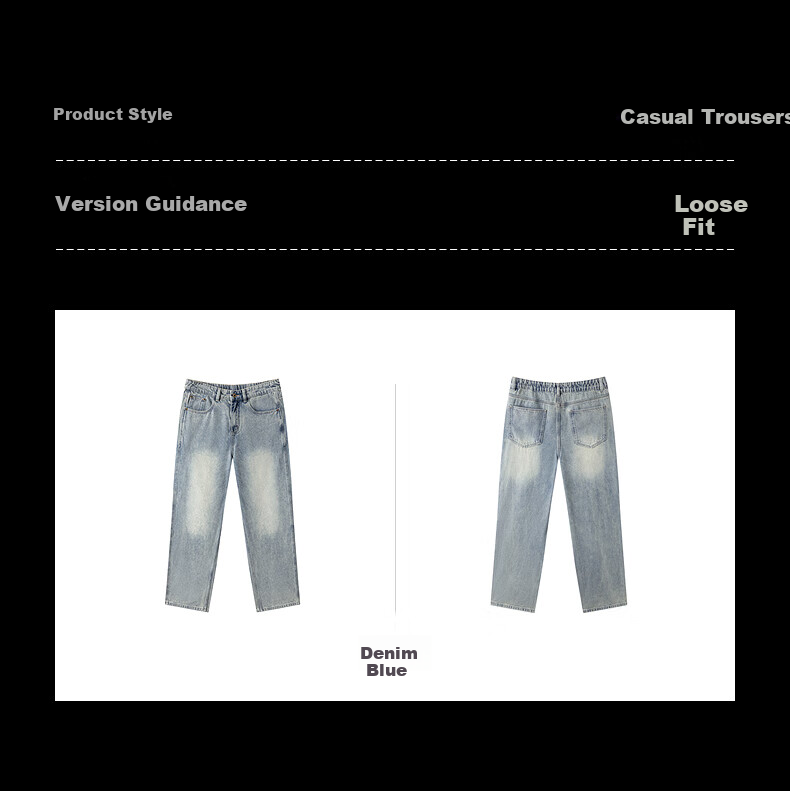 Gxgjeans Men's Fashion Retro Washed Loose Denim Jeans, New for Summer 2025, Denim Blue, 180/XL 3