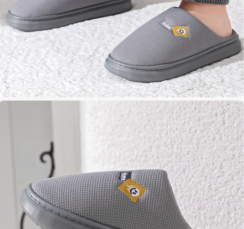 Huamei Jianbu Solid Color Half-Cover Cotton Slippers Unisex Warm Fleece Indoor Outdoor Cotton Slippers HM2506 Red Size 38-39 18