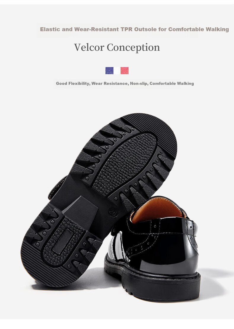 Balaqi Boys Classic Black Leather School Style Glossy Leather Shoes Spring Autumn Soft Sole Single Shoes BL3356 Black Size 35 9