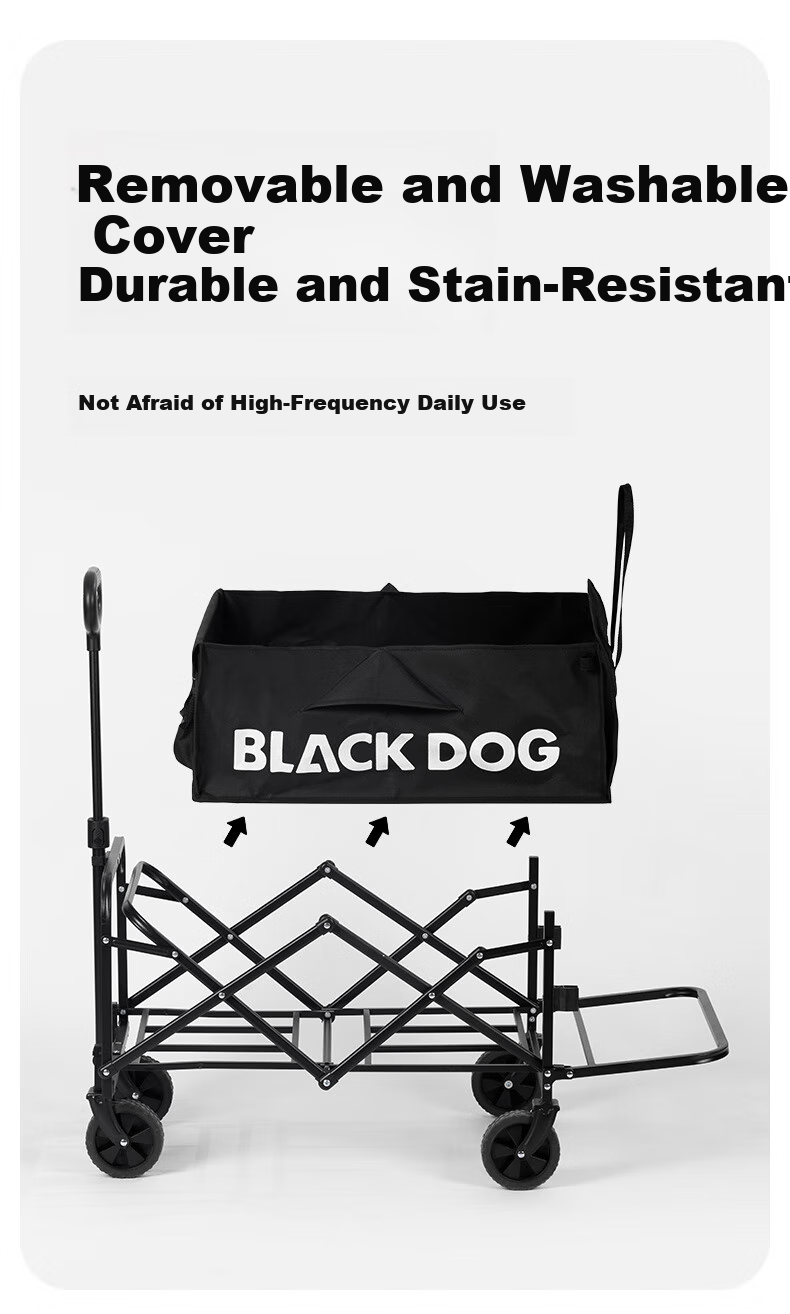 Black Dog Outdoor Camping Cart for Picnics, Grocery Shopping, And Pet Transport with Removable Cargo Bed 6