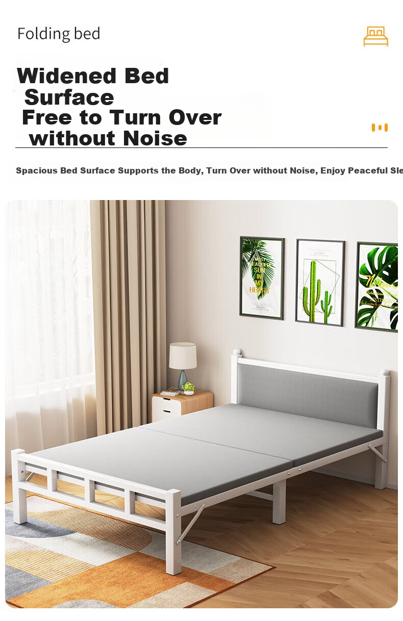 Chentao Folding Nap Bed for Office, Single-Person Siesta Bed, Military Cot, Foldable Bed for Home Use, 80cm 2