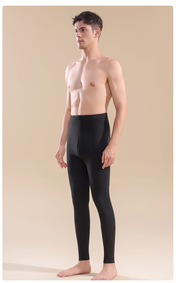 Yalu Men's Thermal Underwear 2-Pack Double-Sided Fleece Seamless Cotton Base Layer Pants Winter Warm Cotton-Lined Long Johns 5
