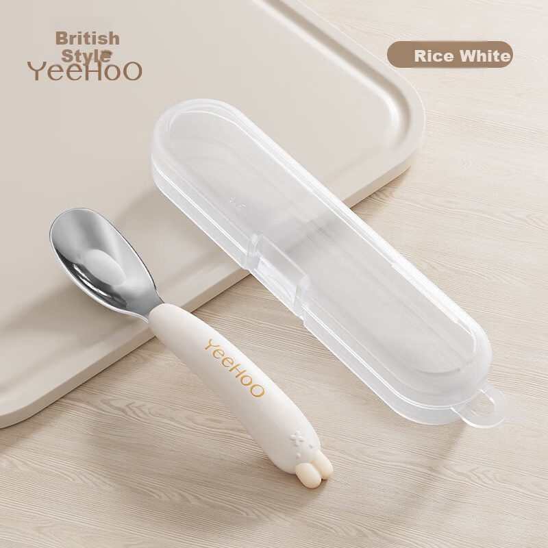 YEEHOO Baby Spoon for Feeding Training, Infant 316 Stainless Steel Practice Tableware Spoon for Complementary Food
