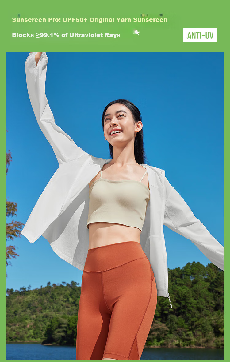 Beneunder Women's Lightweight Water-Repellent Portable Breathable UV Protection Sunscreen Jacket TS402 Cream White L 9