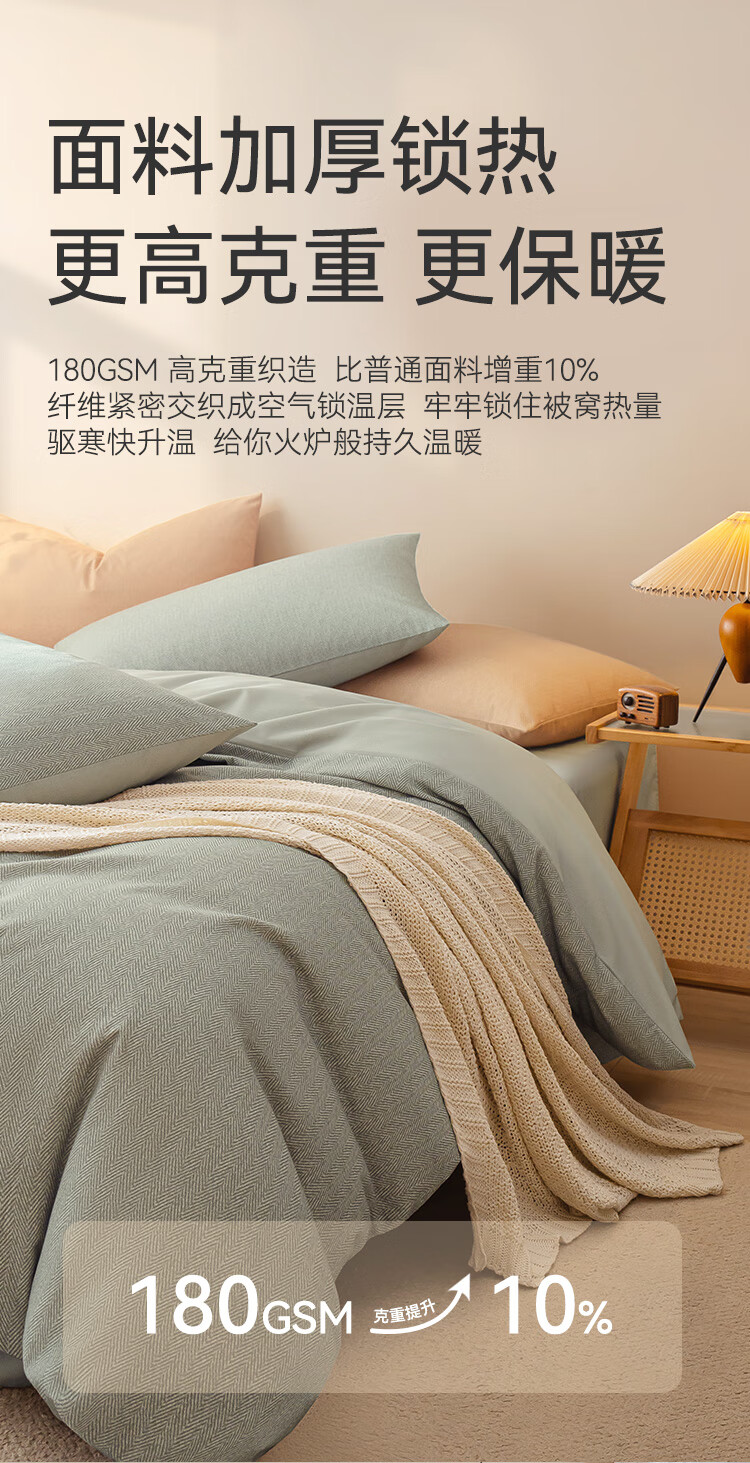 JD Original Brushed Four-Piece Bedding Set, Class A Antibacterial, Skin-Friendly And Soft, Thickened for Warmth, Bedding Set Including Bed Sheet, Duvet Cover And Pillowcases, for 1.5-Meter Bed, Elegant Gray 1