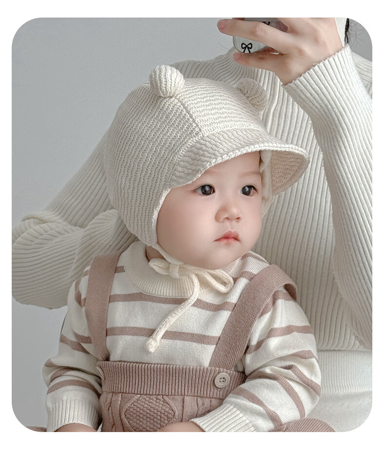 Benaxi Baby Hat Spring and Autumn Newborn Boys Small Age Infant Knitted Wool Hat Warm Ear Protection Girls Autumn Winter 16