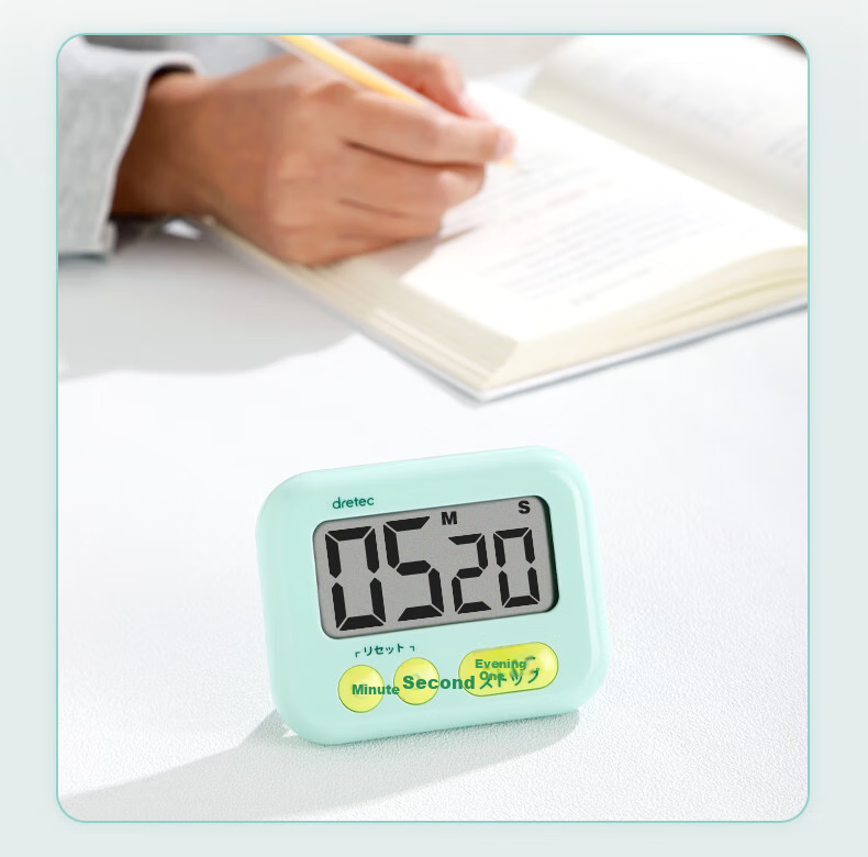 Dretec Japanese Kitchen Timer Alarm Clock, Countdown Timer, Baking Reminder, Household Baking And Soup Cooking Timer, White 7