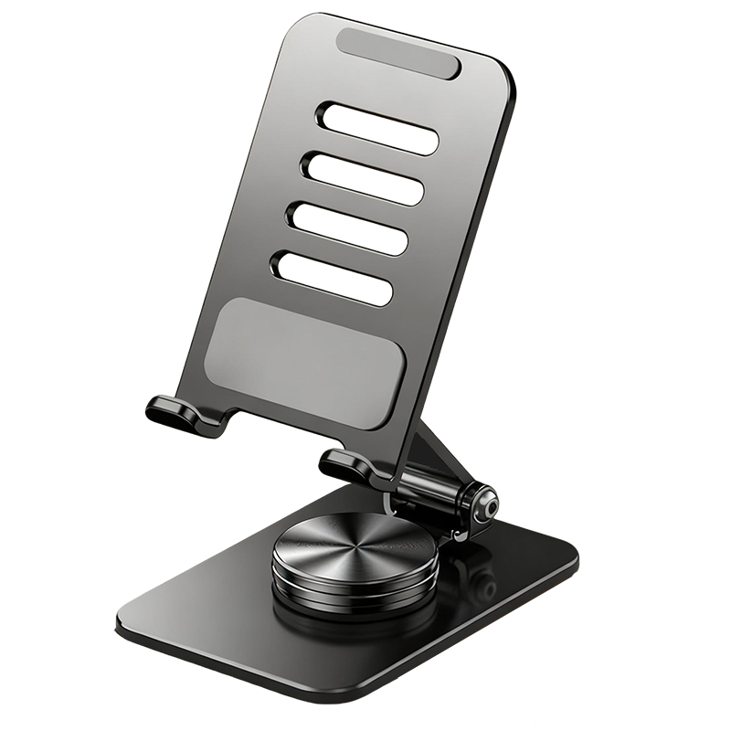 BZBC Upgraded Carbon Steel Desktop Phone Stand Full Metal 360° Rotatable Foldable iPad Tablet Stand Portable Bedside Lazy Live Streaming Online Class Study Watching Series