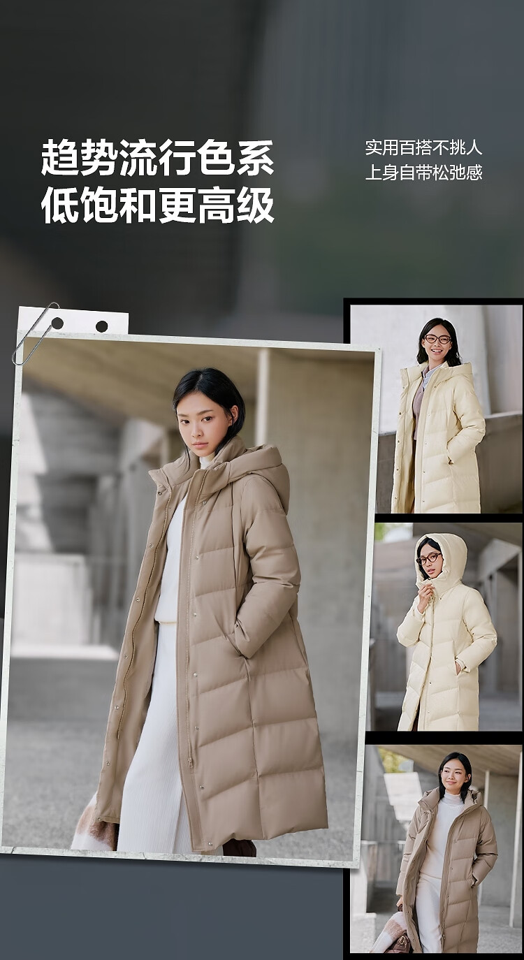 Bosideng Off-Season Women's 90% Down Oversized Extra-Long Thickened Hooded Warm Versatile Coat 4