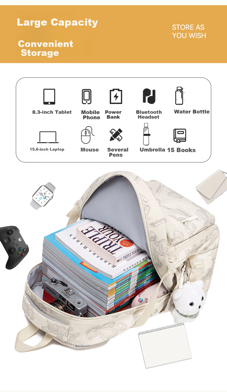 VICTORIATOURIST Backpack for Middle School Girls, Stylish Casual Lightweight Laptop Bag with Large Capacity for High School And College Students 7
