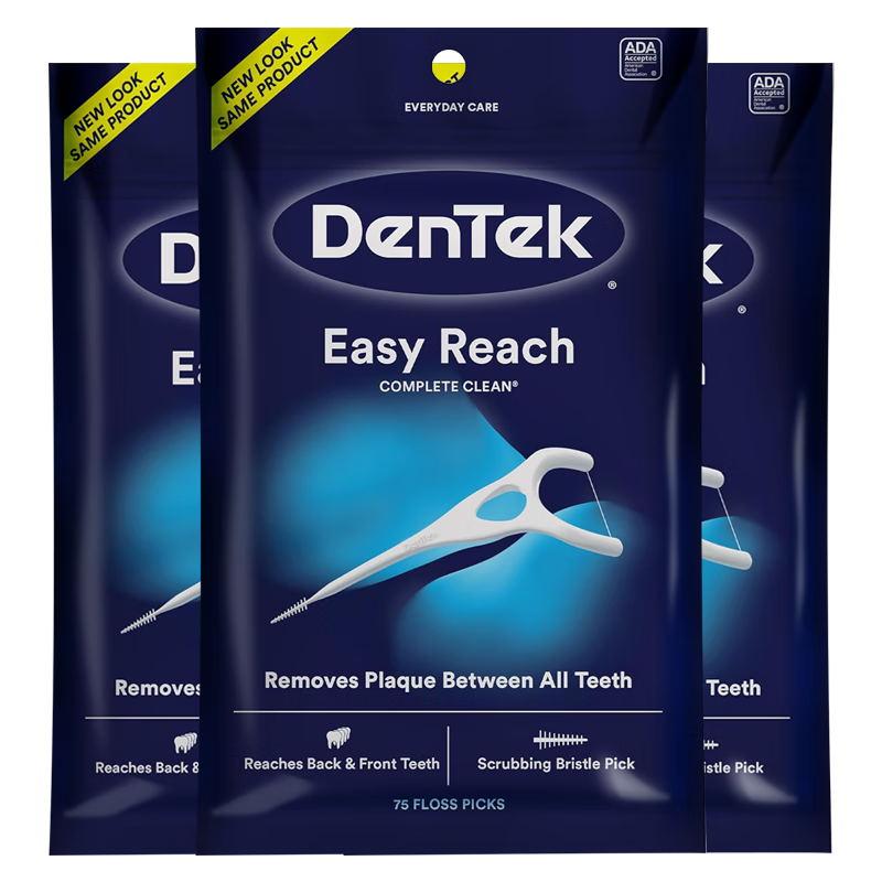 Detaike Dental Floss Picks, 75 Pieces * 3, Y-Shaped, for Back Teeth And Whole Mouth Cleaning, Round Threaded Toothpicks, Ultra-Thin, Mint Flavor