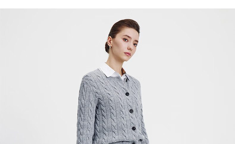 NaviKeel Italy Small Sailboat Women's 100% Wool Cable Knit Cardigan Sweater Jacket 2334094512 Light Gray M 74