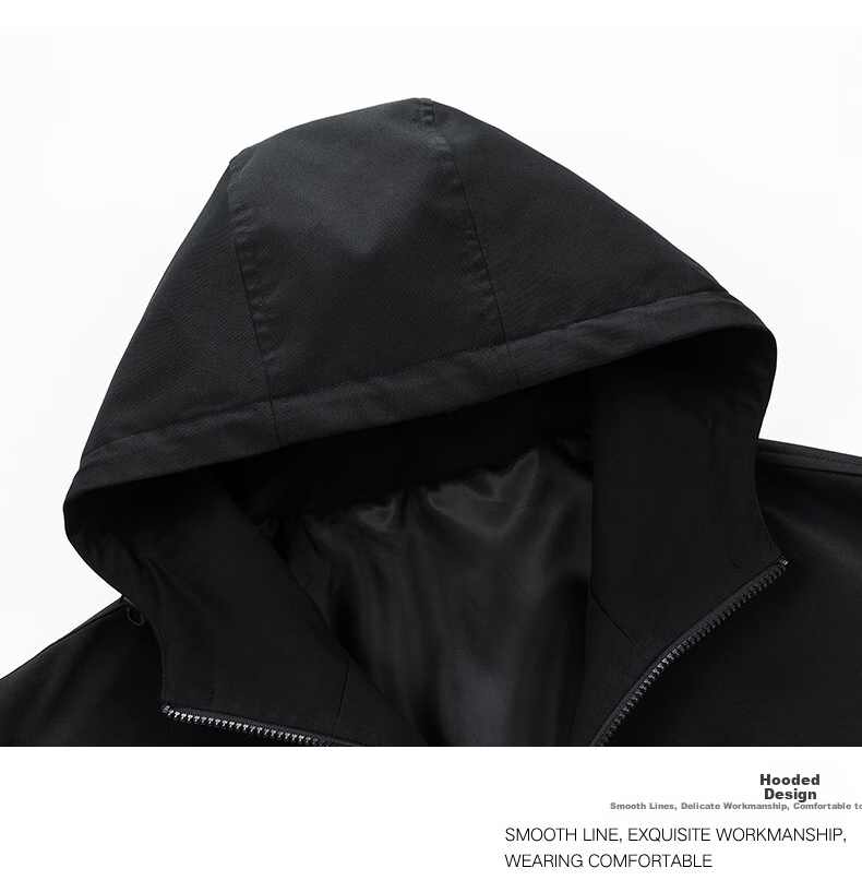 Dingfengbaoluo American-Style Hooded Jacket for Men, Spring Fashion Trendy Versatile Loose Casual Long-Sleeve Coat DFM05 Black L 11