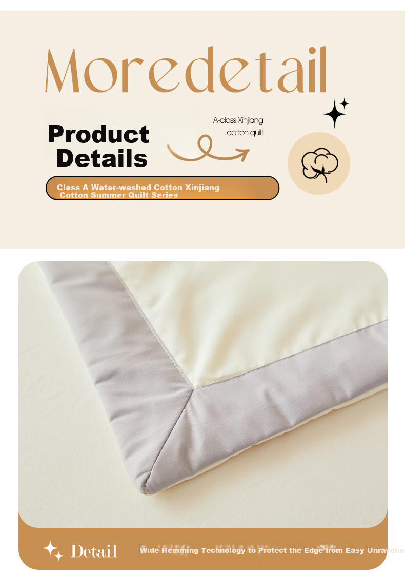Miiow Class A 100% Xinjiang Pure Cotton Summer Quilt Air Conditioning Quilt Thin Summer Blanket Machine Washable 200*230cm 9