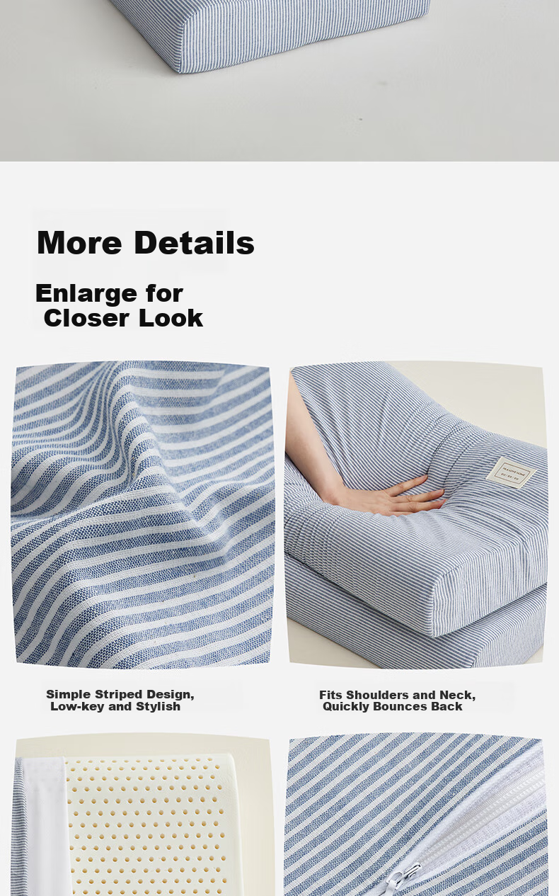 HLA Class A Latex Neck Support Pillow Memory Foam Pillow Core Premium Rubber Sleep Aid Soft Elastic Comfortable Pressure Relief Cervical Pillow 8