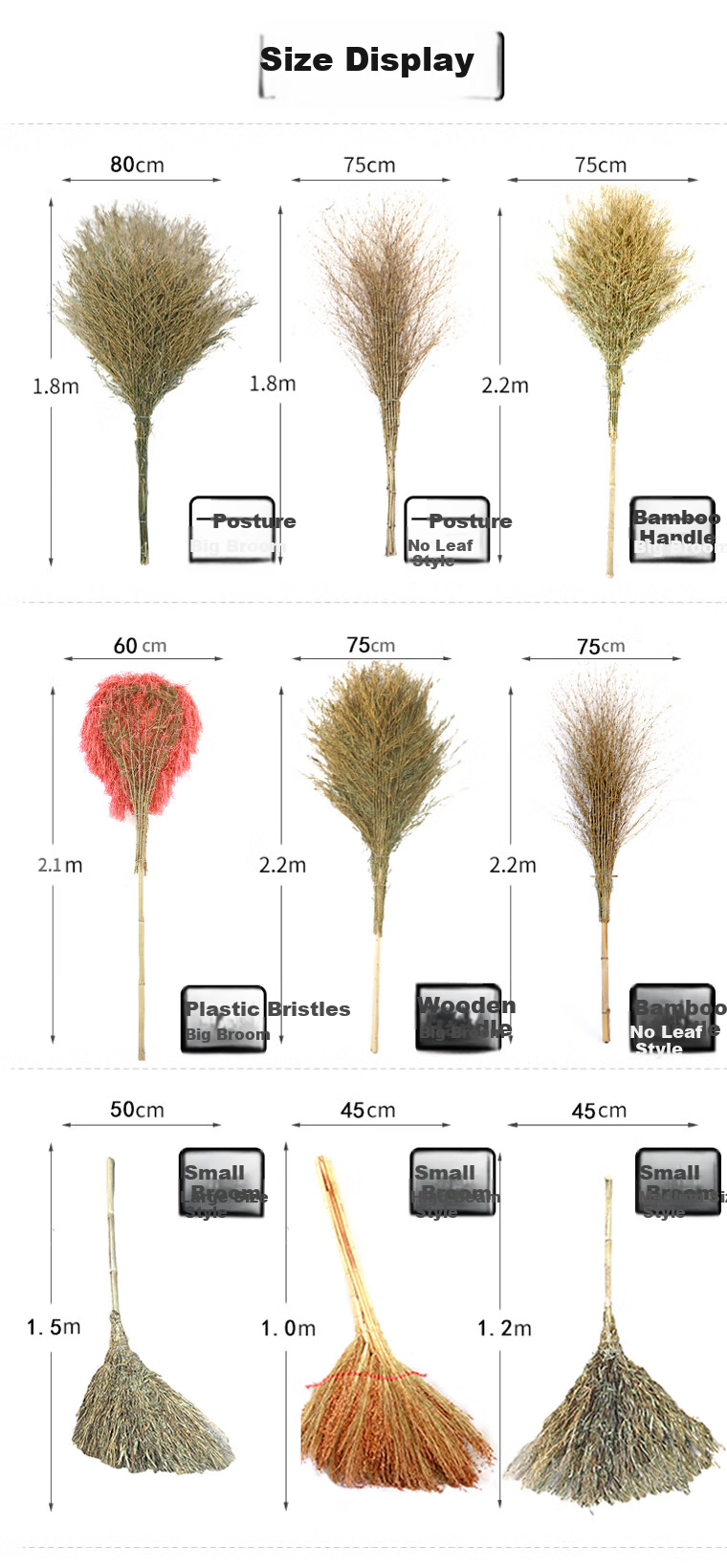 Yaohe Large Traditional Bamboo Broom for Street Sweeping, Courtyard And Outdoor Use, Factory Workshop Special Broom, Integrated Design with Five Pieces Per Set 2