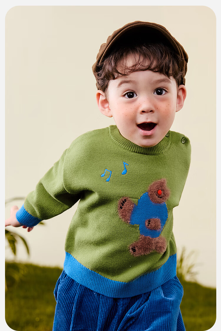 Minibala Bala Boys and Girls Sweater 2025 Winter Baby Embroidered Knitwear Infant Pullover Outerwear Sweater 9