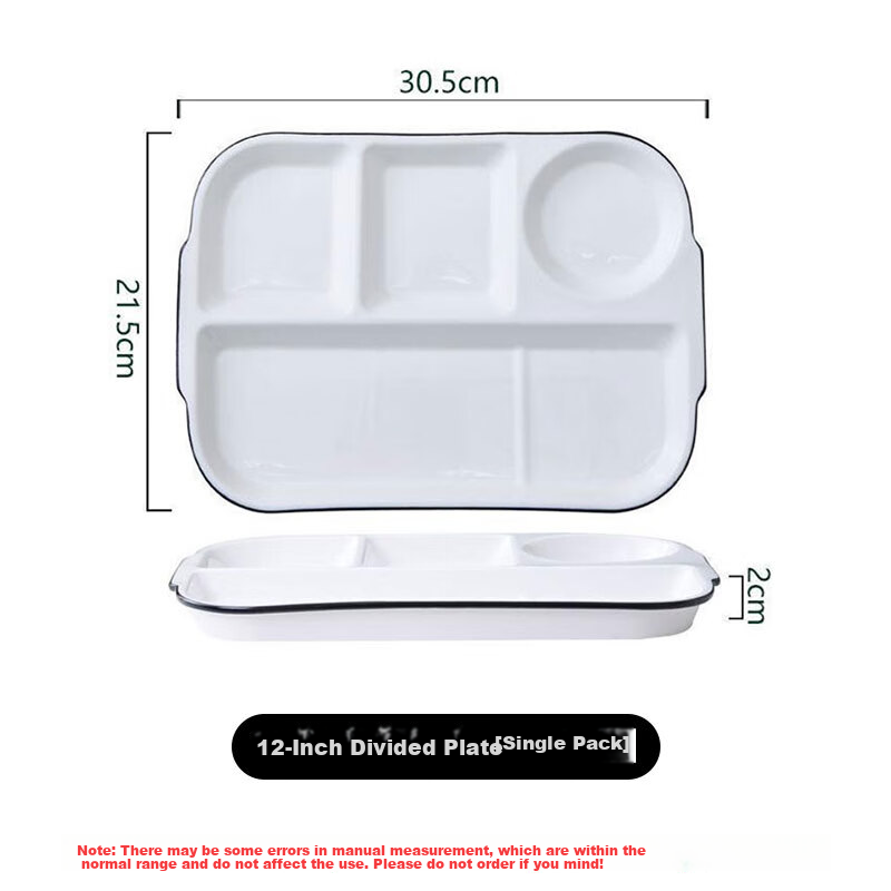 JIWUSENLIN Ceramic Divided Plate, Fast Food Tray, Student Meal Box, Compartmented Postpartum Tableware, Individual Serving Dish, Breakfast Plate