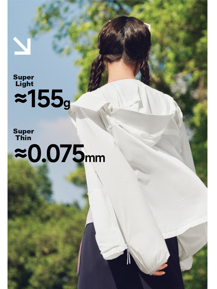 Beneunder Women's Lightweight Water-Repellent Portable Breathable UV Protection Sunscreen Jacket TS402 Cream White L 35