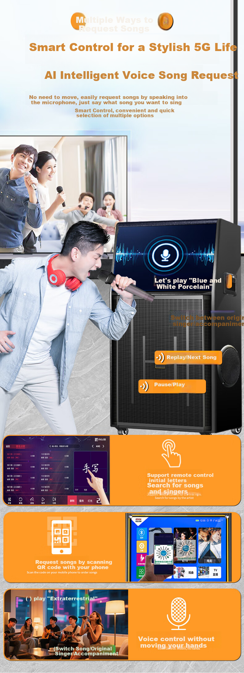 KODA KD1268 Square Dance Speaker with Display Screen, Outdoor Karaoke Dedicated Video Karaoke Machine, Singing Mobile Bluetooth Speaker, Home KTV Sound System Set 15