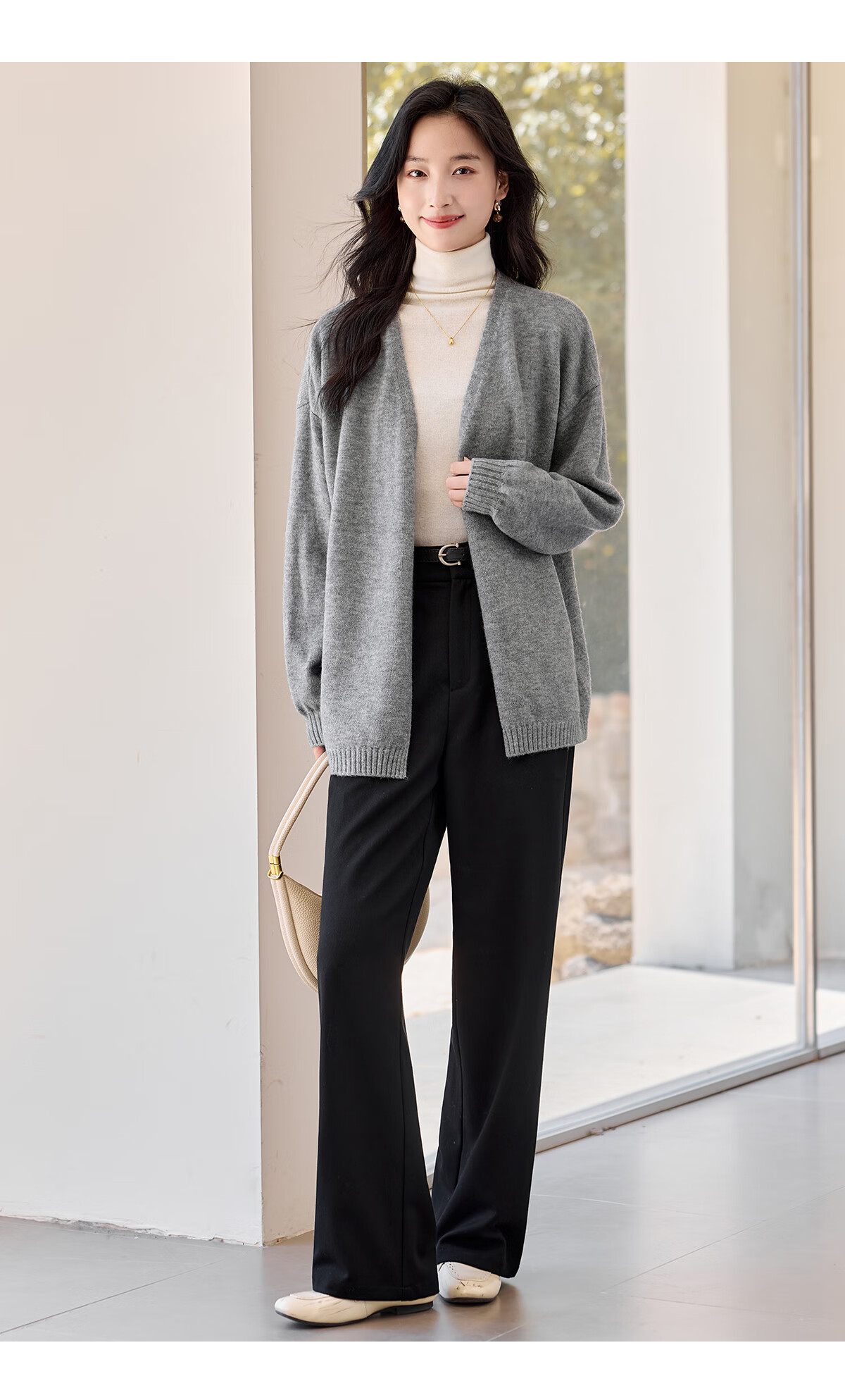 Chushen Autumn Winter Women's Knitted Cardigan Fashion V-Neck Classic Solid Color Versatile Knit Sweater S54Z068 12