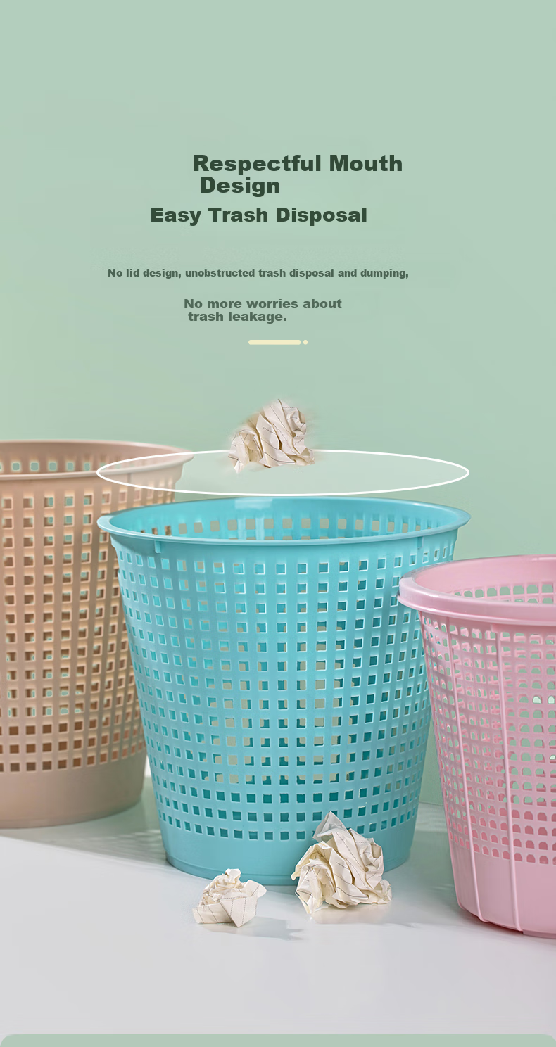 CHAHUA Trash Can, 7L Bathroom Wastebasket, Kitchen Garbage Bin, Living Room Uncovered Portable Garbage Basket 3