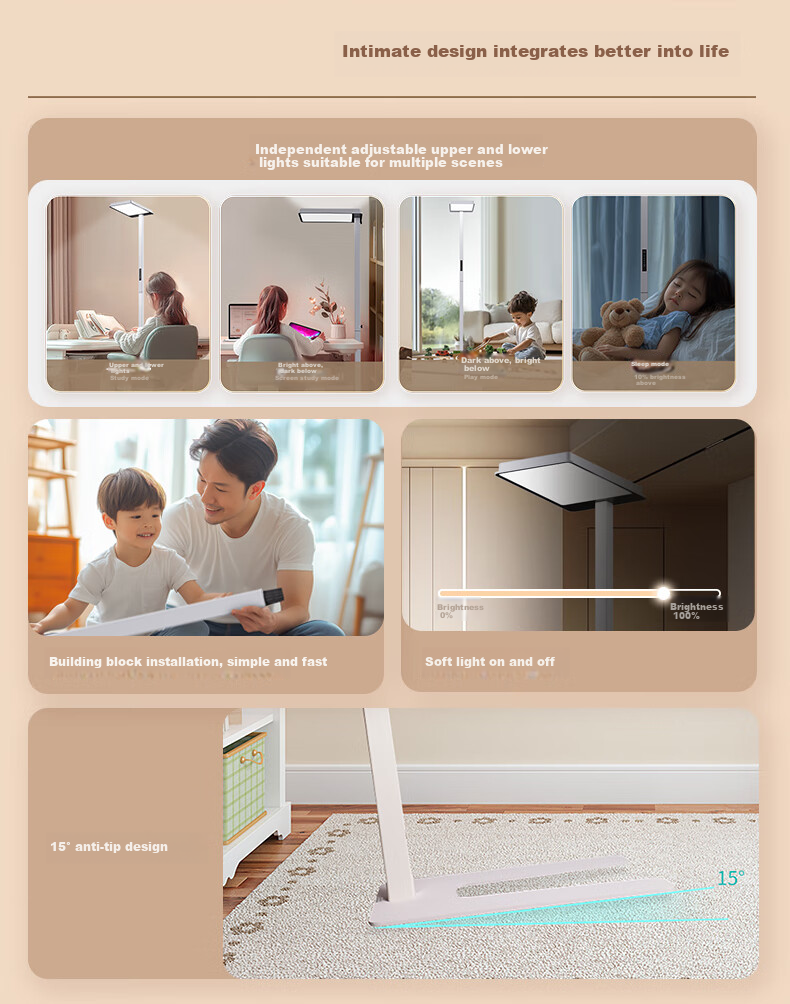 AOC Standing Eye Protection Desk Lamp, Children's Study Large Road Lamp LED Full Spectrum Intelligent Bedroom Eye Protection Reading Light Smart Versio 4