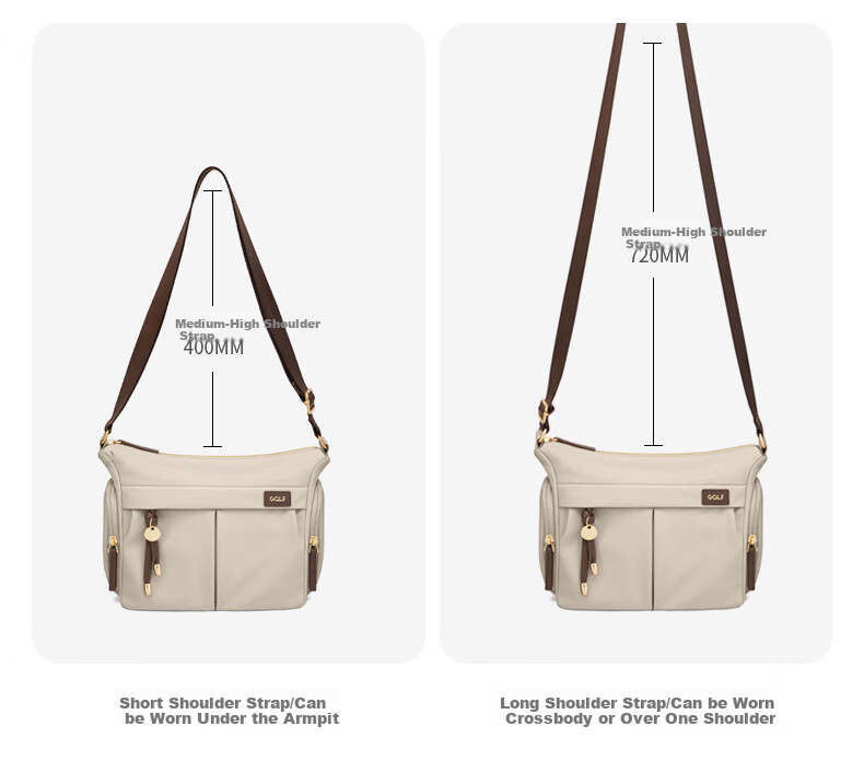 GOLF Shoulder Crossbody Bag for Women, Canvas Handbag, Large Capacity Commuter Versatile Ladies' Bag, Water-Resistant Phone Pouch 9